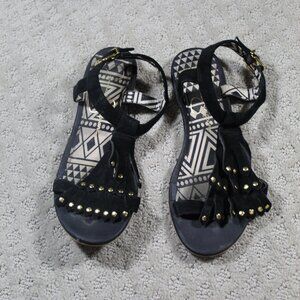 Jessica Simpson Size 6 Black Suede Flat Sandals